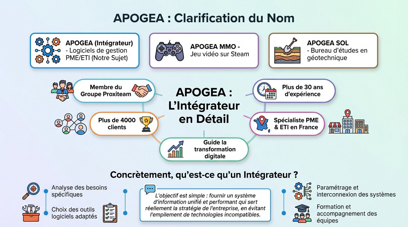 Illustration clarifiant le rôle et l'expertise de l'intégrateur Apogea pour les entreprises