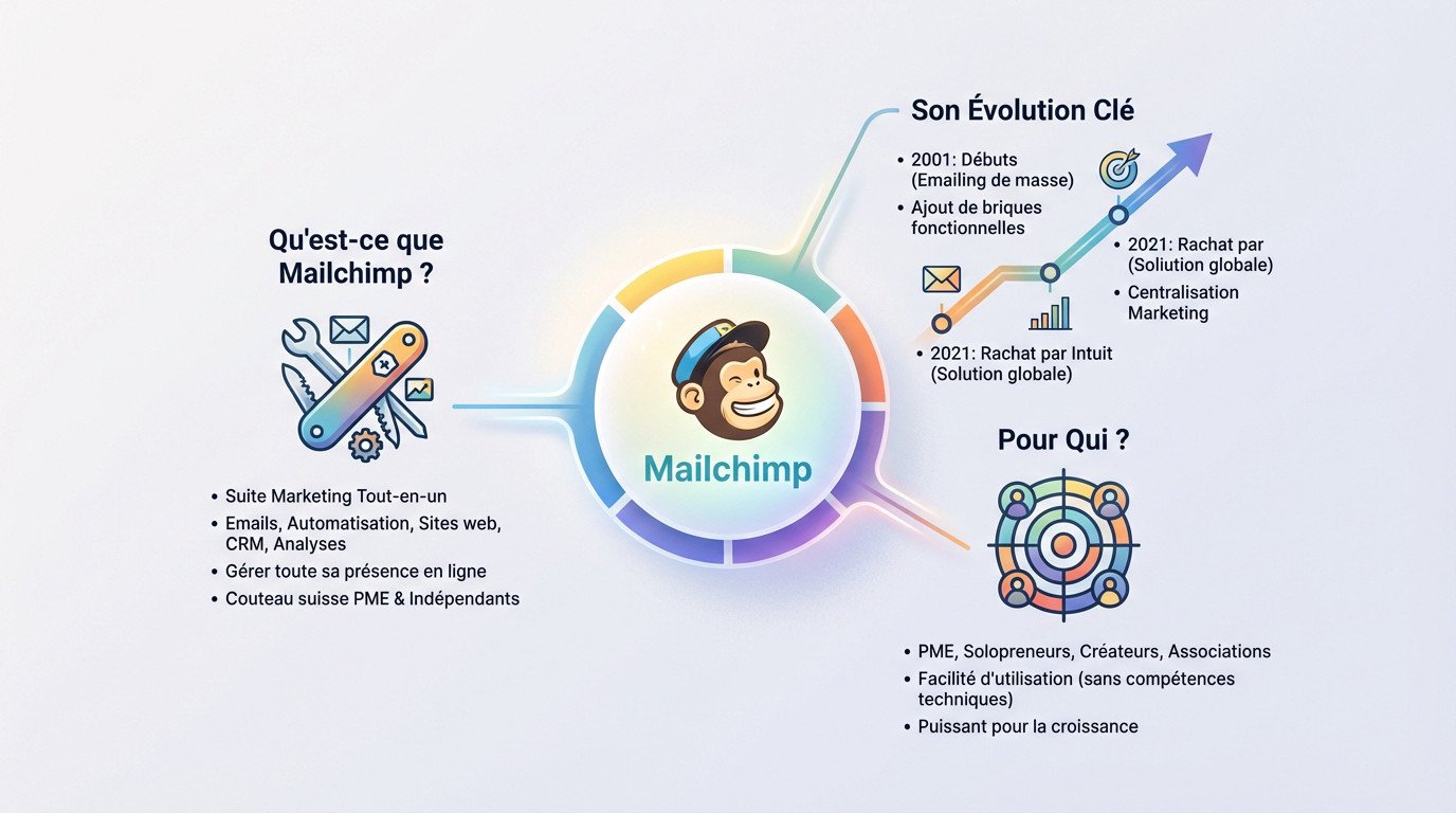 Interface de Mailchimp montrant l'évolution vers une plateforme marketing tout-en-un