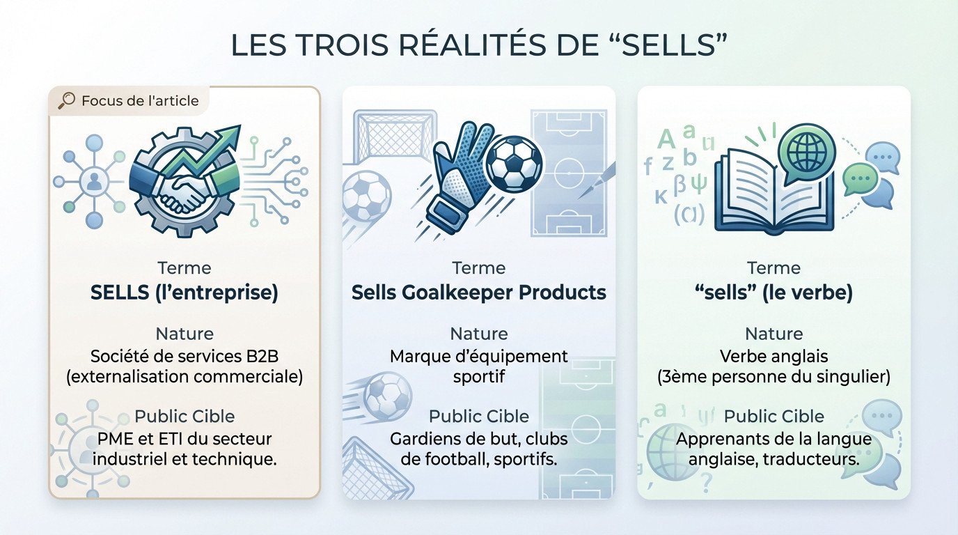 Illustration des trois significations distinctes du terme Sells