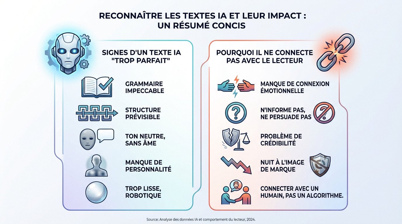 Illustration des différences entre un texte humain et un texte généré par IA