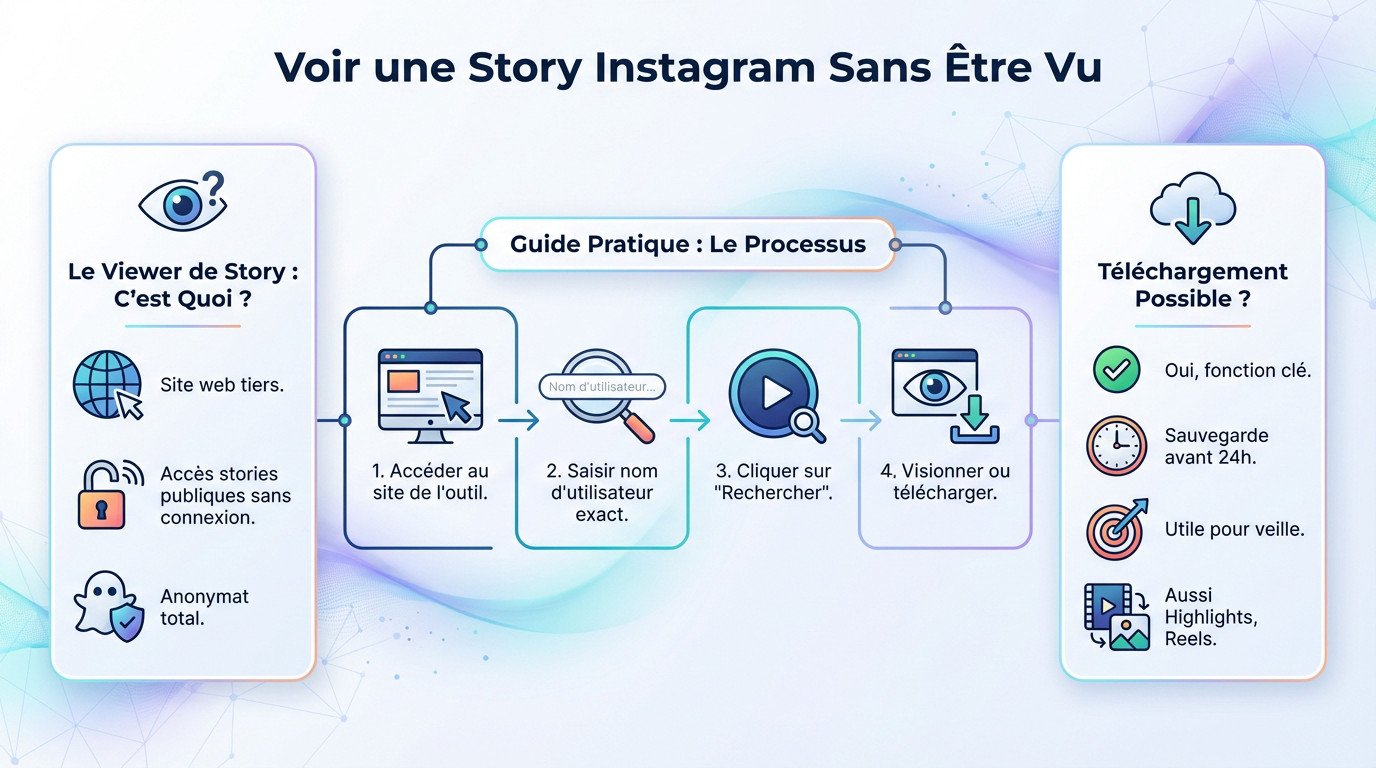 Interface pour voir une story Instagram sans être vu