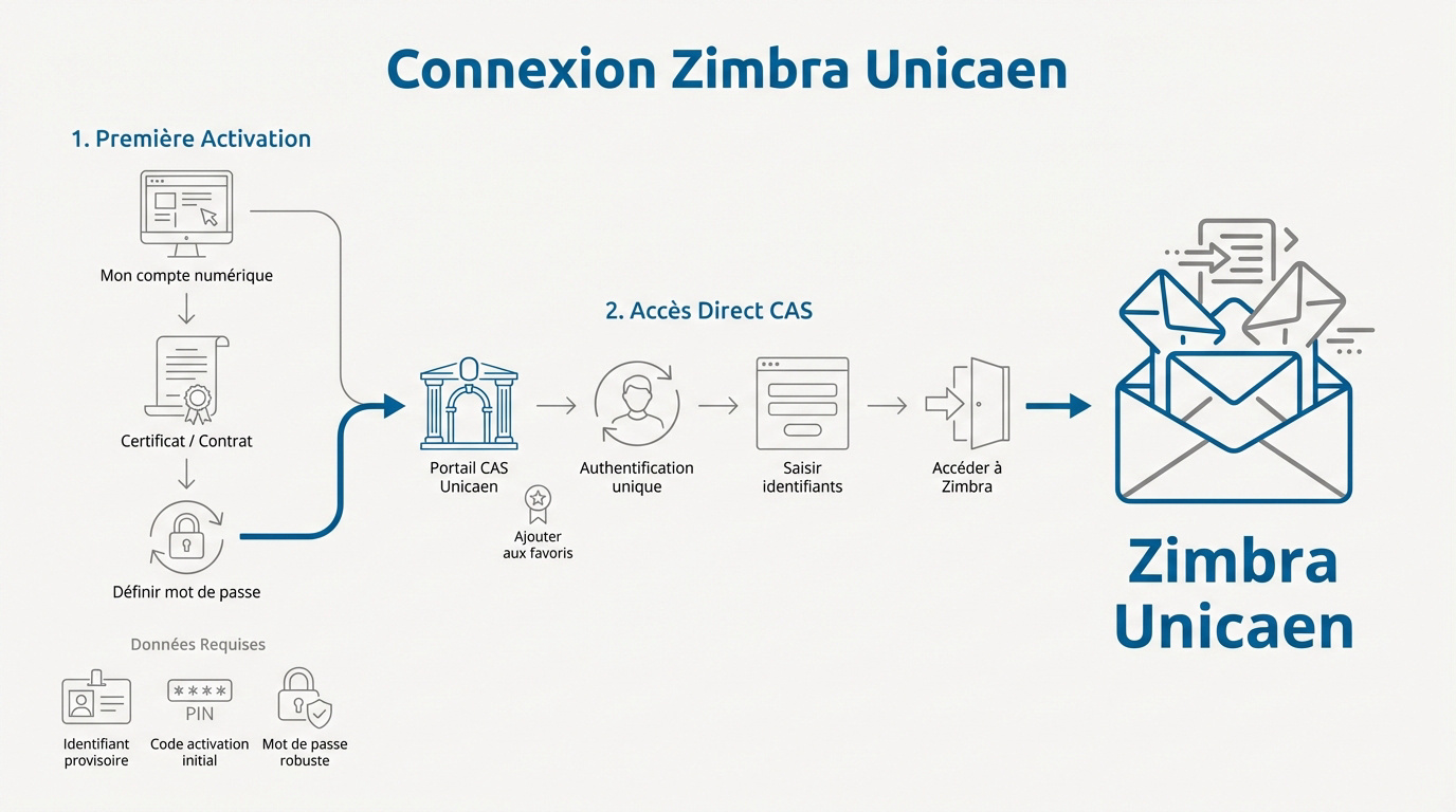 Interface de connexion au webmail Zimbra de l'Université de Caen