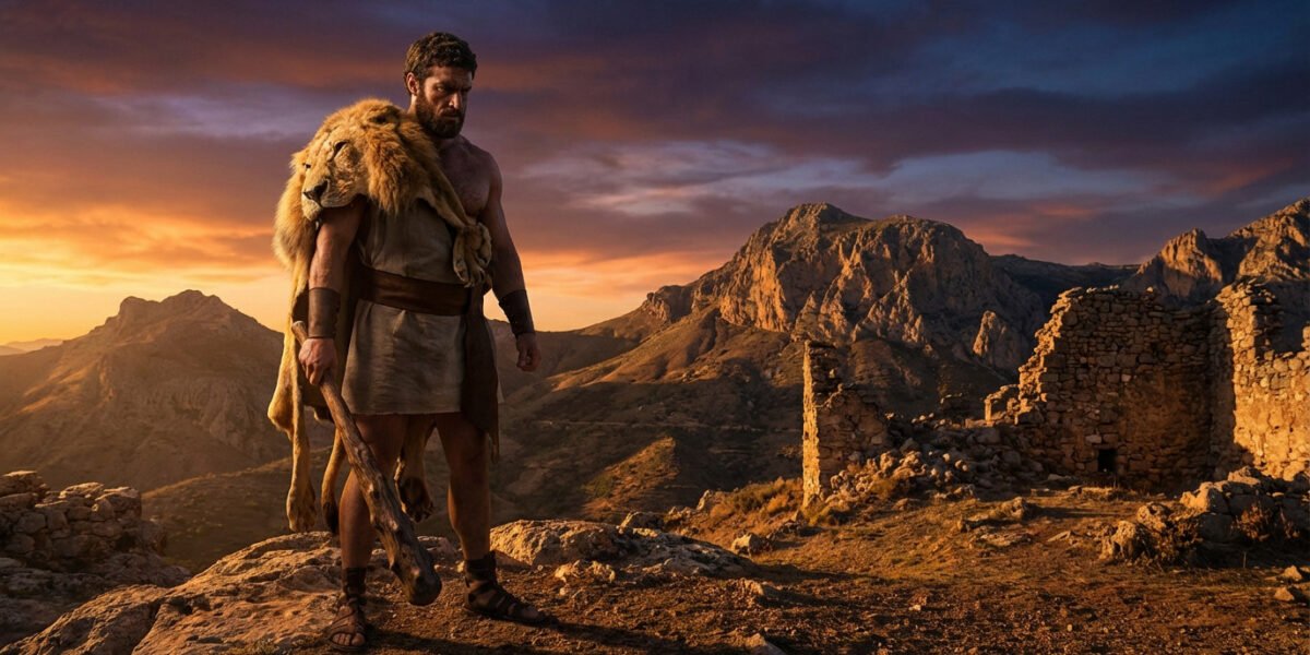 Héraclès, demi-dieu de la mythologie grecque, symbolisant la force et la rédemption