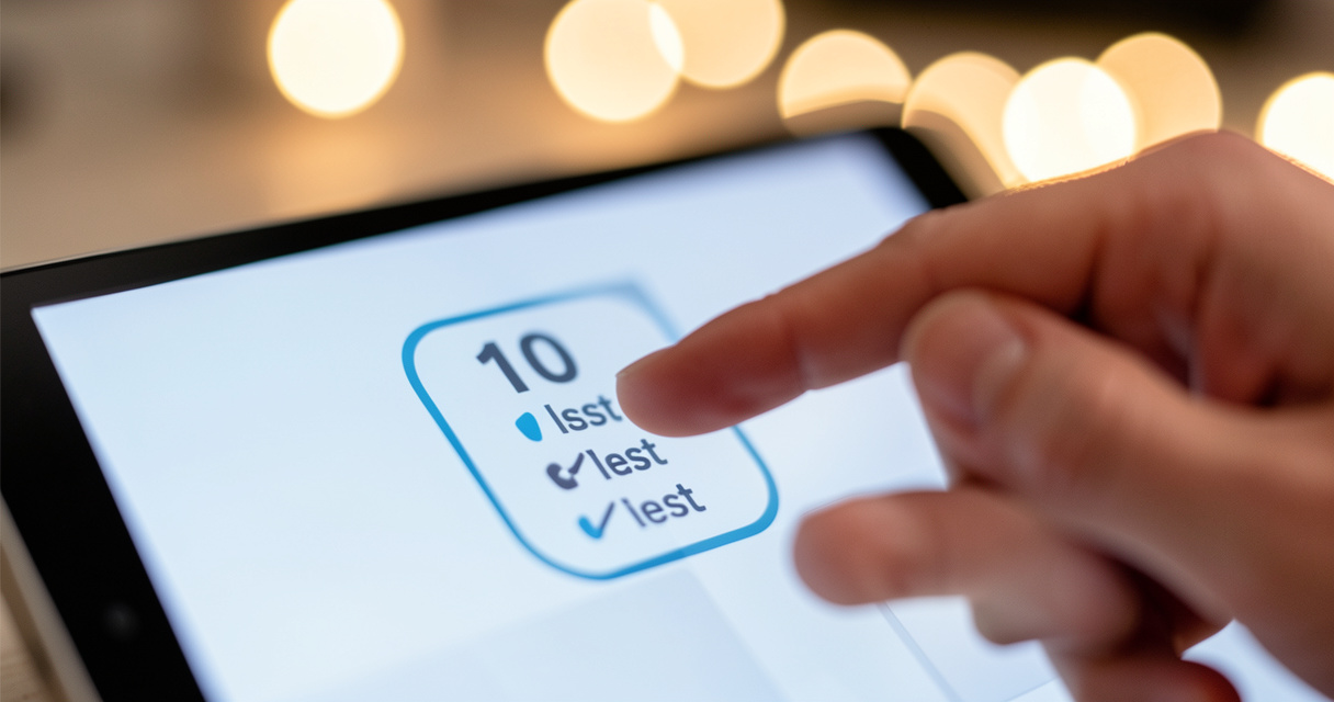 Tablette tactile avec liste des meilleures plateformes freelance, sélection digitale