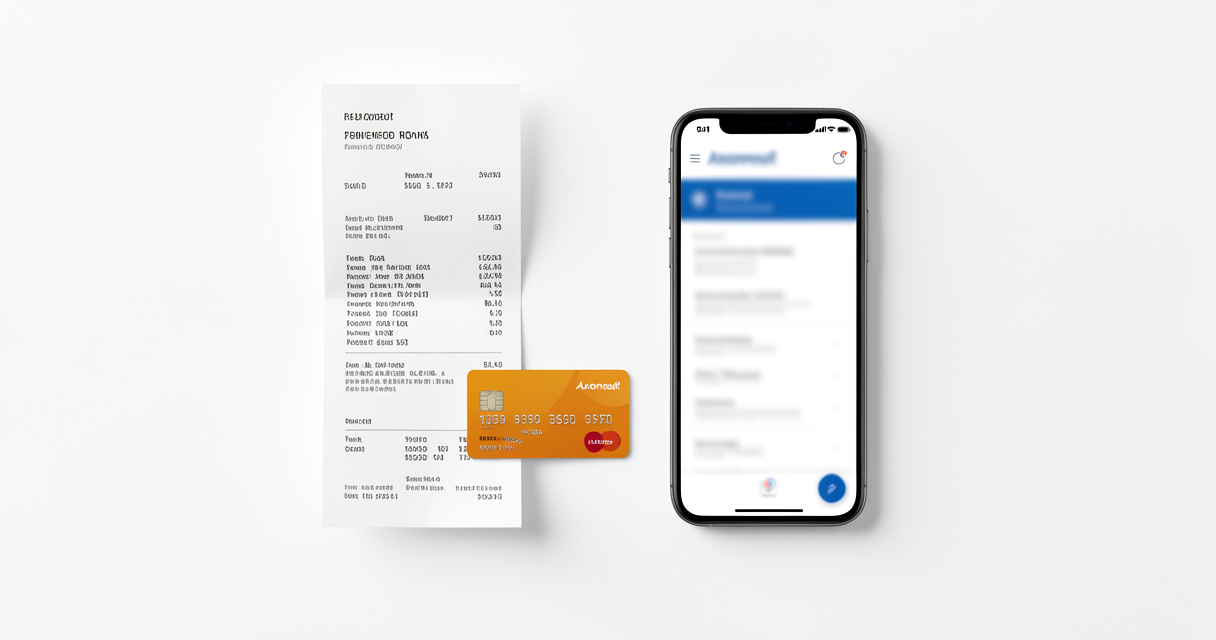 Application mobile Axonaut pour rapprochement bancaire avec justificatifs de dépense sur fond clair