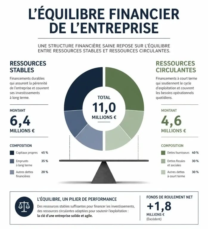Schéma illustrant la structure des ressources financières d'une entreprise