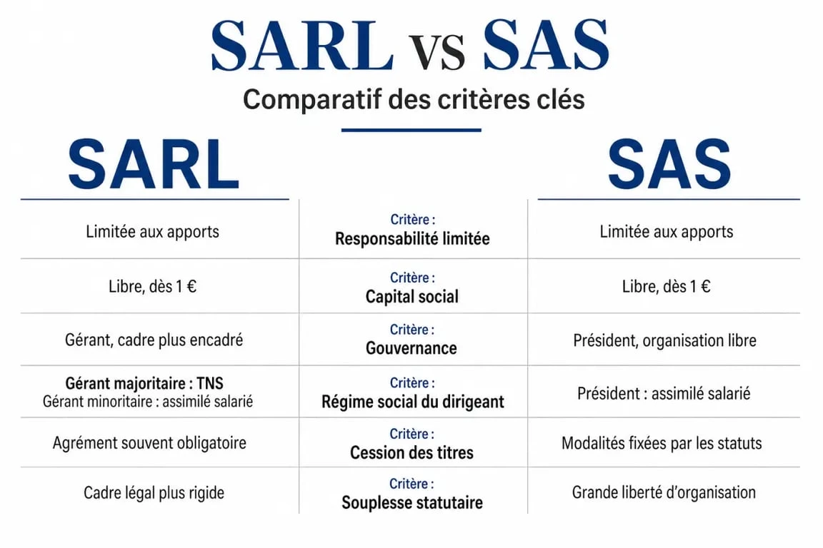 Comparatif SARL et SAS sur la responsabilité, le régime social et la cession des titres