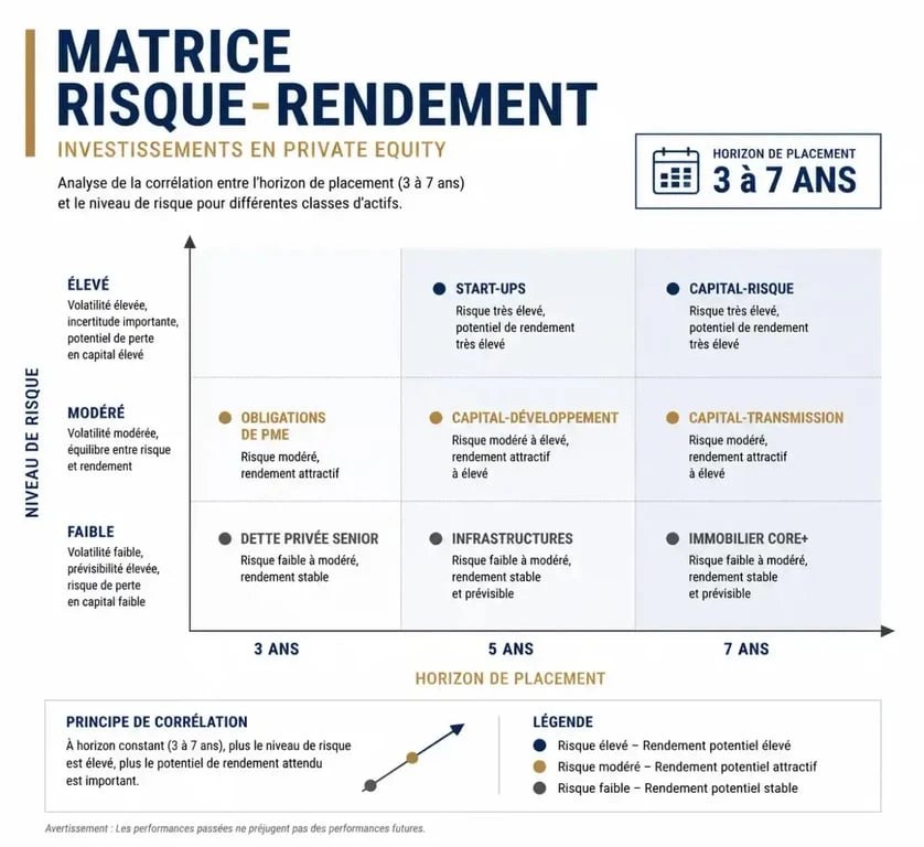 Tableau comparatif des risques et horizons pour investir dans une entreprise non cotée