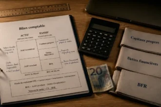 Ressources financiere : bilan comptable et trésorerie sur une table