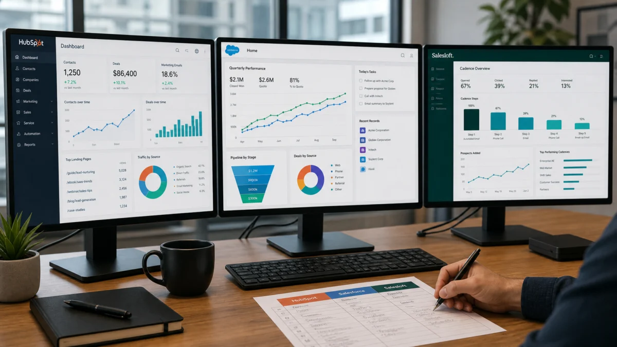 retours d'expérience hubspot vs salesforce vs salesloft