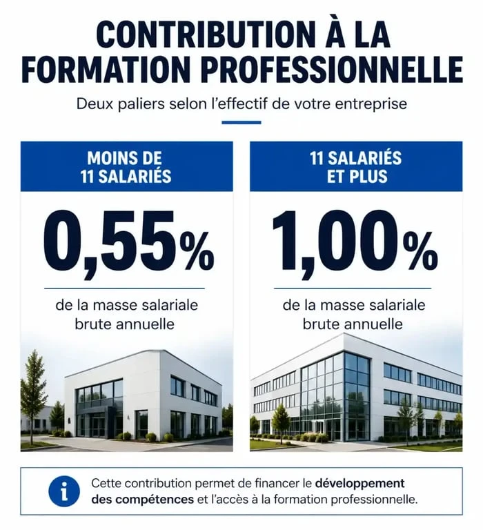 Infographie des taux de la contribution formation professionnelle selon l'effectif