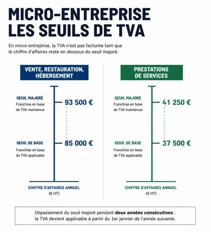 Seuils de TVA en micro-entreprise pour vente et prestations de services