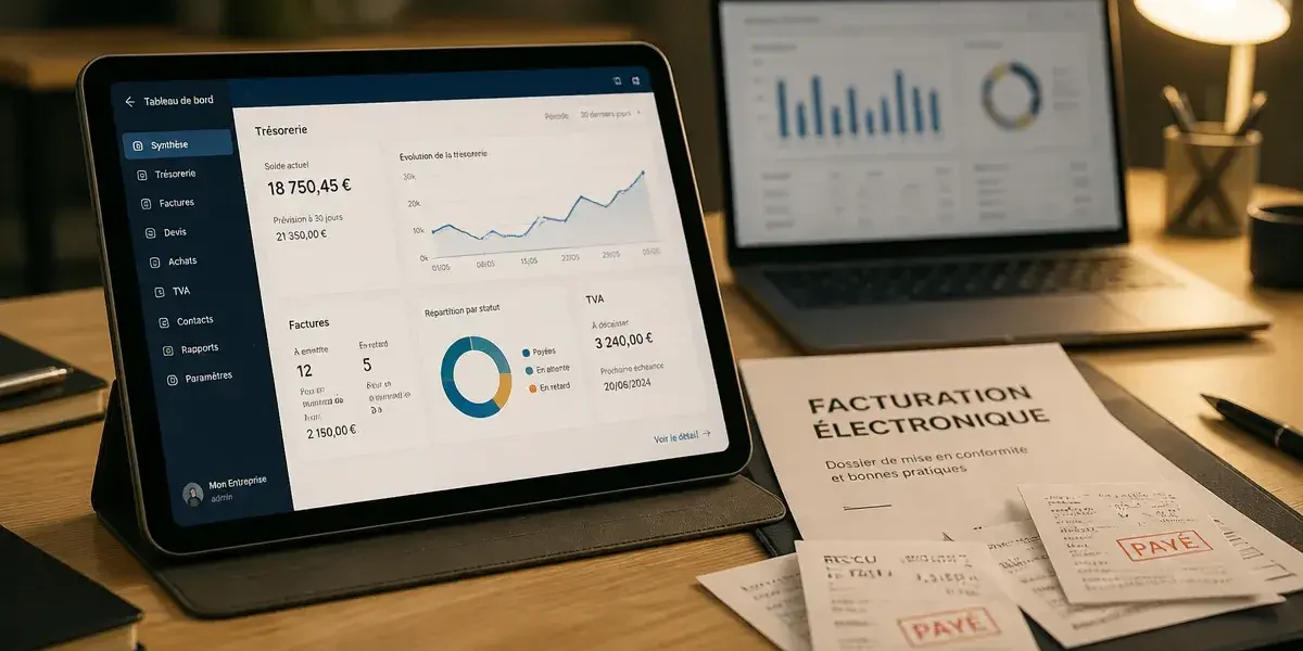 Tableau de bord logiciel gestion TPE bizmanager compact fonctionnalités, facturation