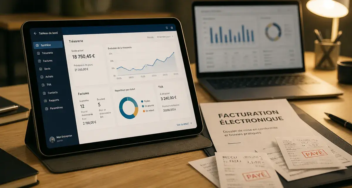 Tableau de bord logiciel gestion TPE bizmanager compact fonctionnalités, facturation
